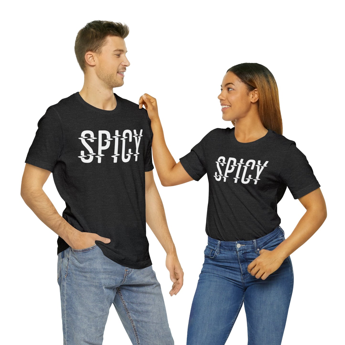 Spicy Glitch Logo White | Unisex Cotton T-Shirt